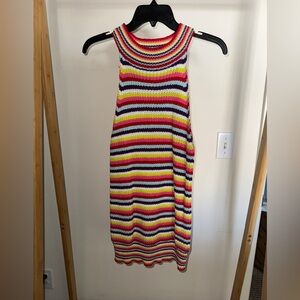 John + Jenn Vibrant Crocheted Striped Backless Dress